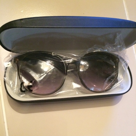 NEW Derek Lam EDIE star sparkle glitter embossed round cat eye sunglasses NWOT - Picture 2 of 6